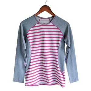 Patagonia Long Sleeve Striped Baseball Shirt Pink Gray Women's XS